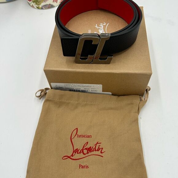 Unisex Christian Louboutin happy Rui Leather logo Belt size 100 cm/40 inches - Picture 4 of 7